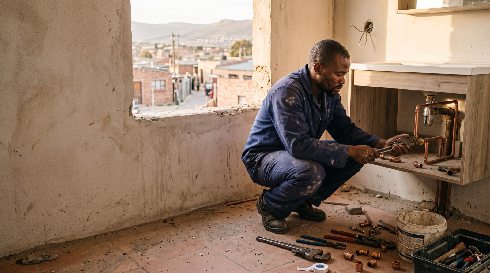 A South African business owner at work.