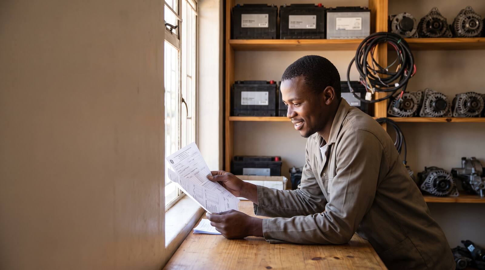 A South African business owner at work.