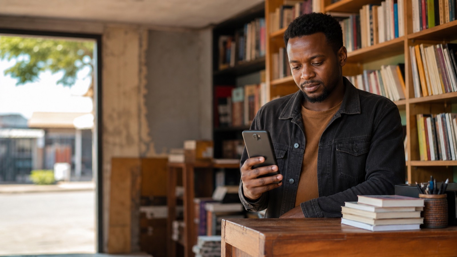 A South African business owner at work.