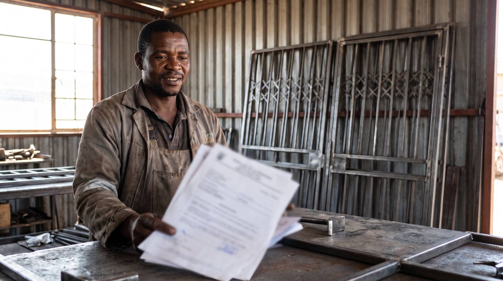 A South African business owner at work.