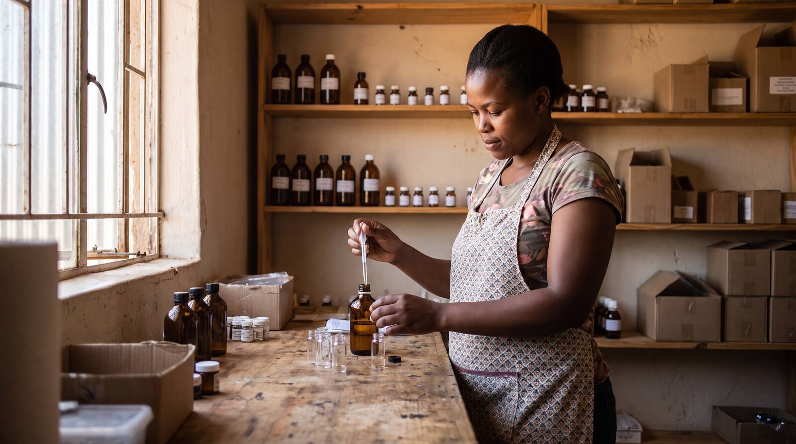 A South African business owner at work.