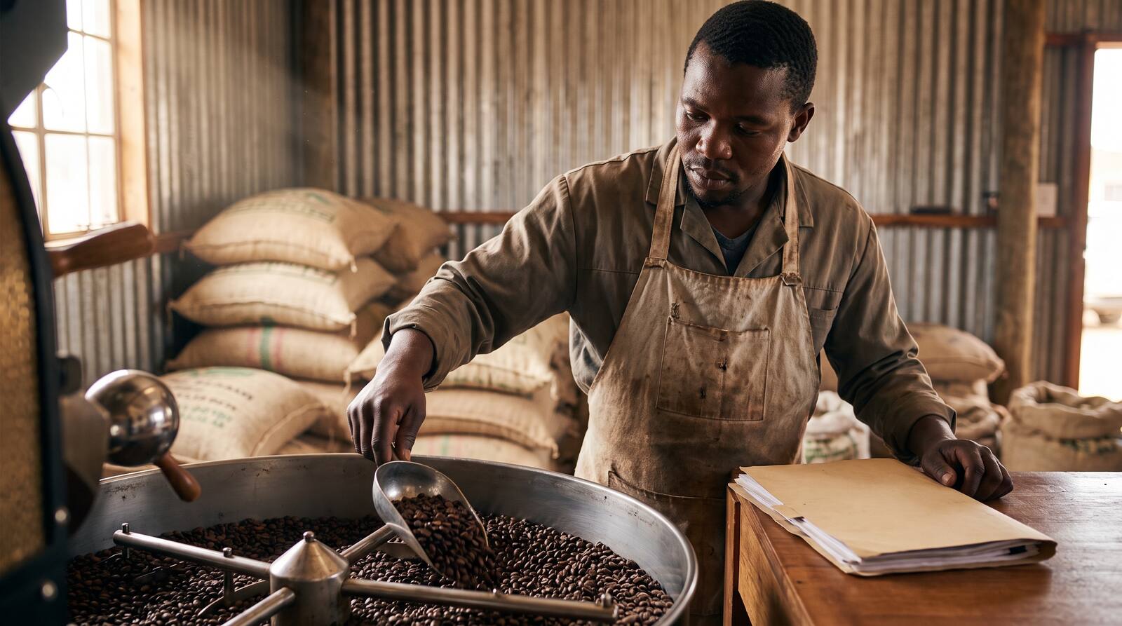 A South African business owner at work.