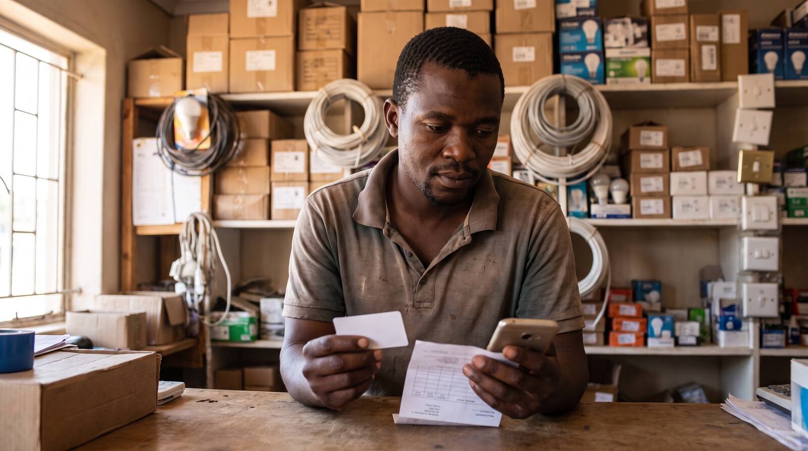 A South African business owner at work.