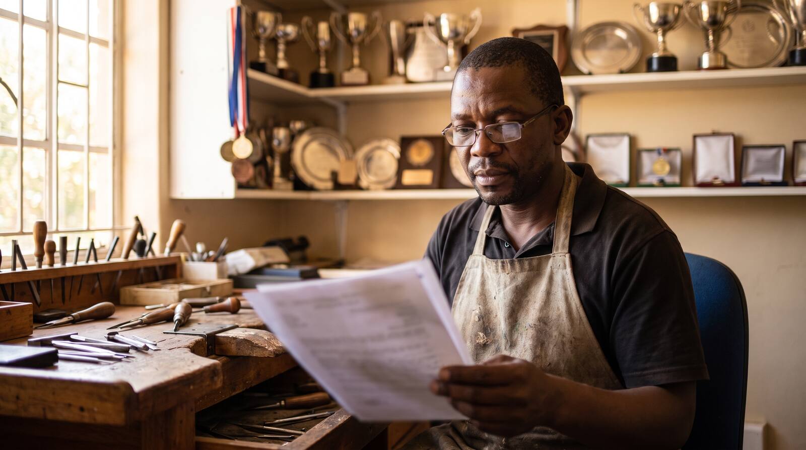 A South African business owner at work.