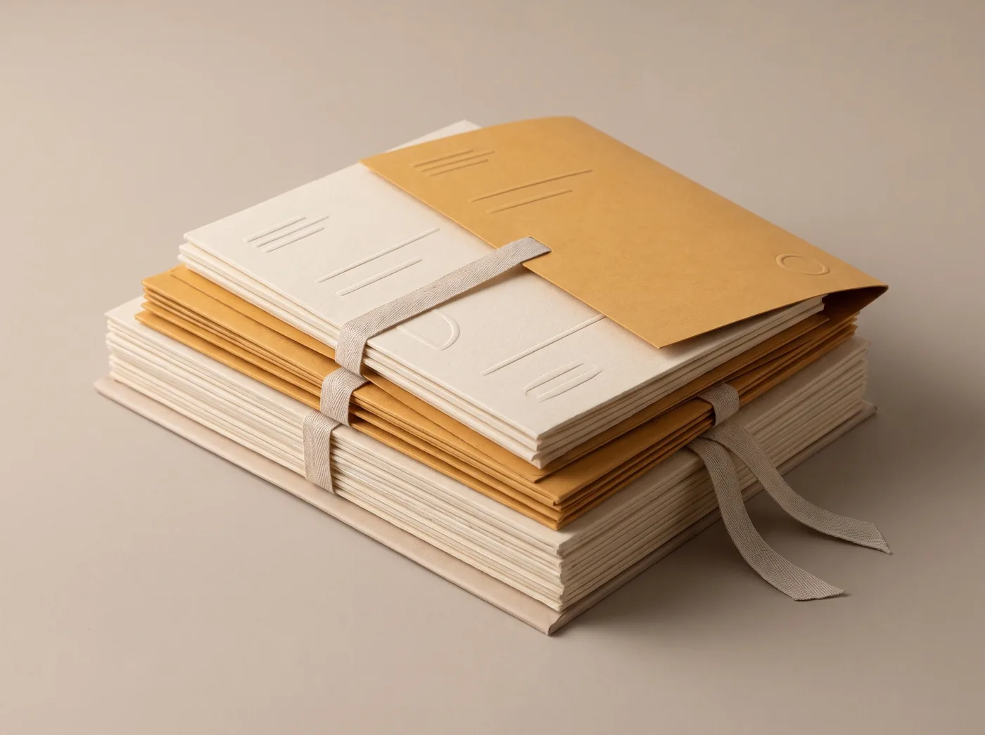 A finished KAGO funding pack - bound documents tied and ready to send