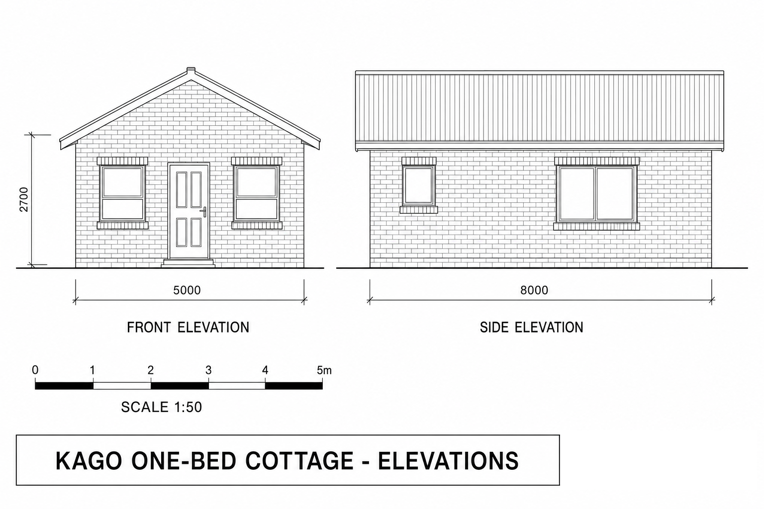 One-Bed Cottage elevations