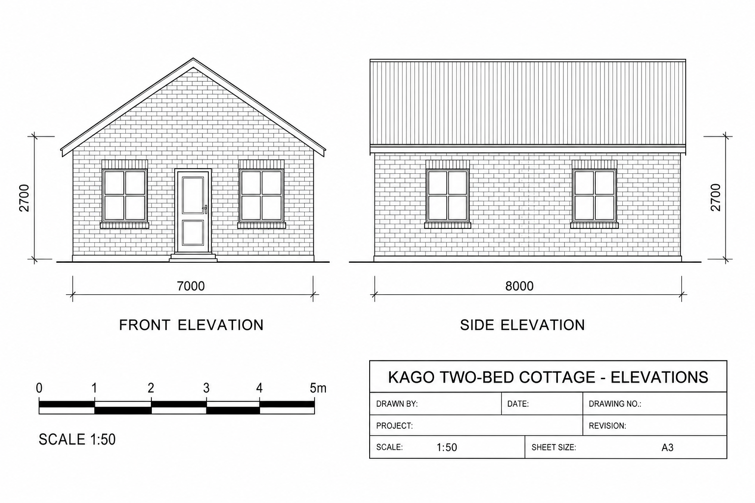 Two-Bed Cottage elevations