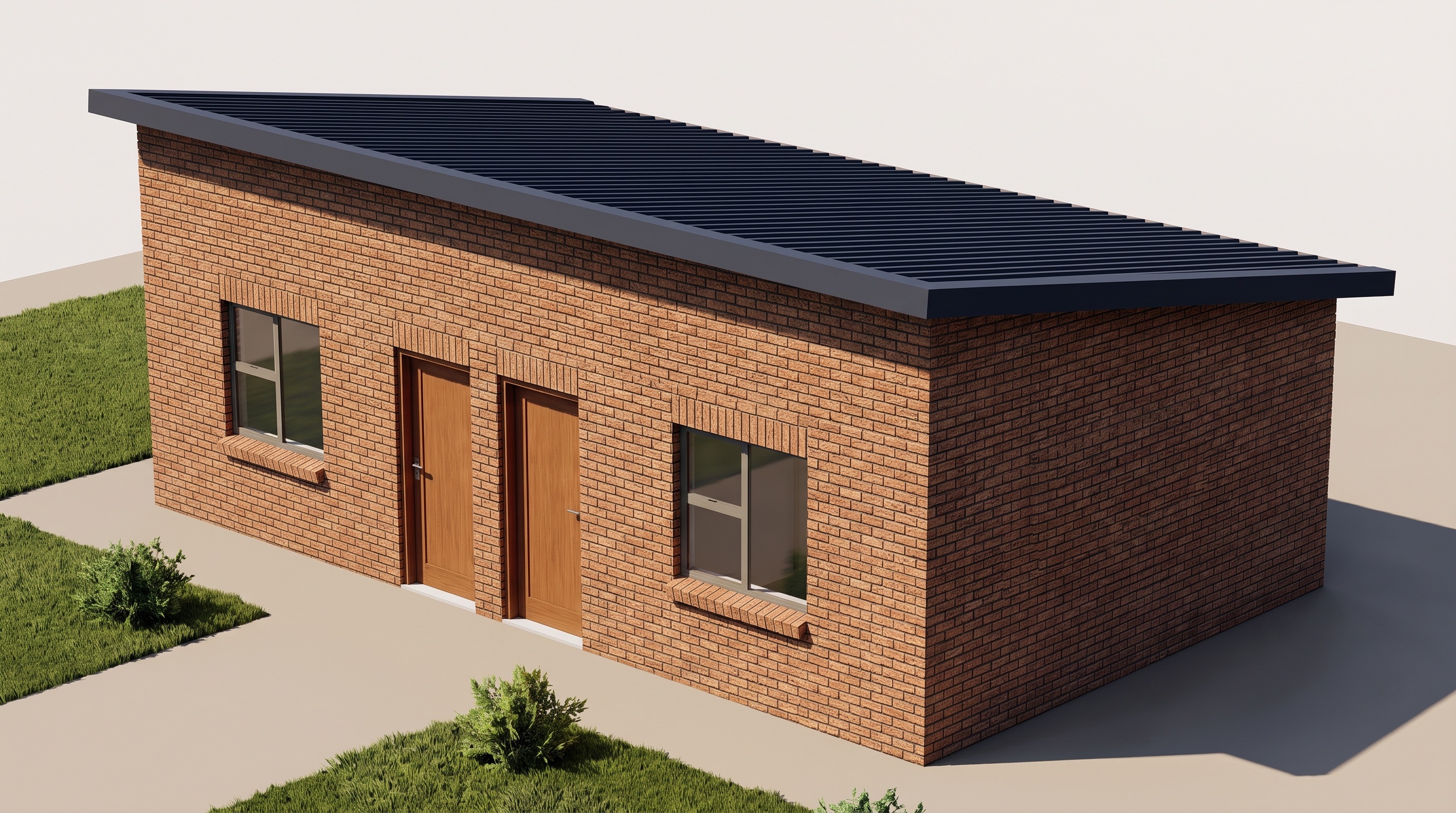 Indicative 3D render of the finished double rental block