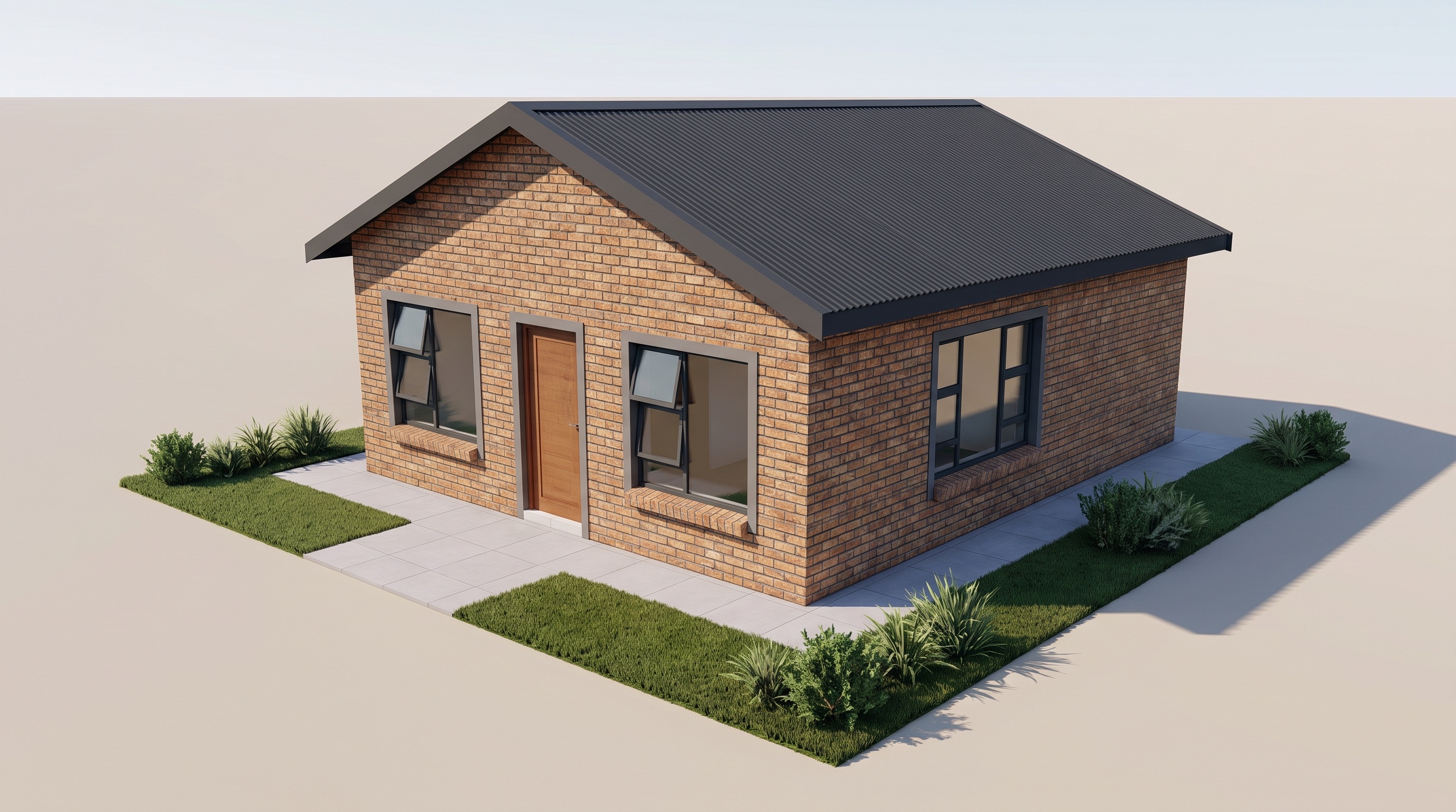 Indicative 3D render of the finished granny flat type a