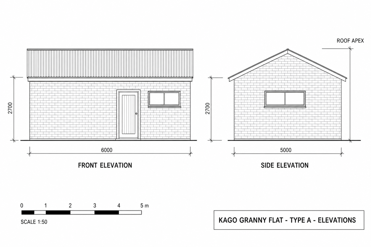 Granny Flat Type A elevations