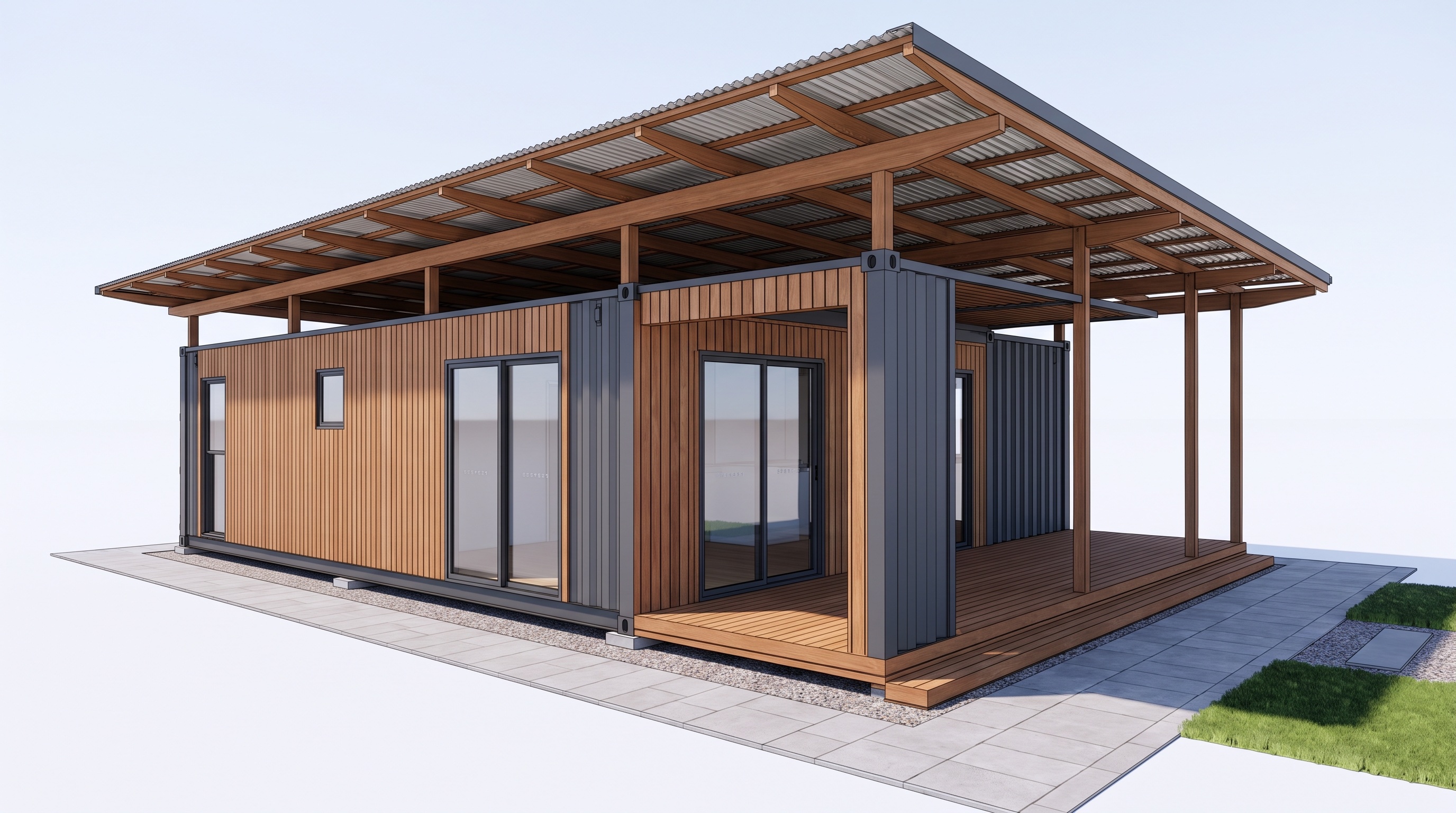 Indicative 3D render of the finished container one-bed