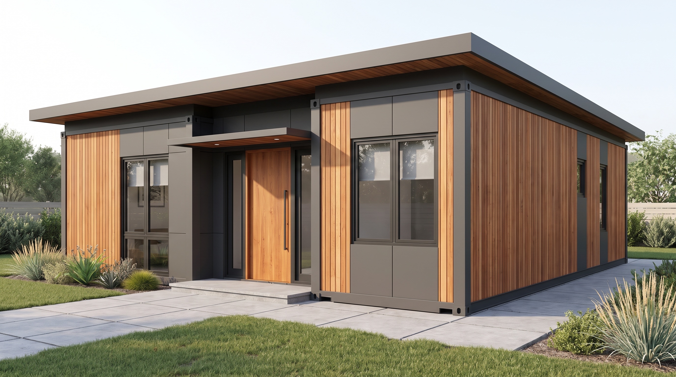 Indicative 3D render of the finished container two-bed