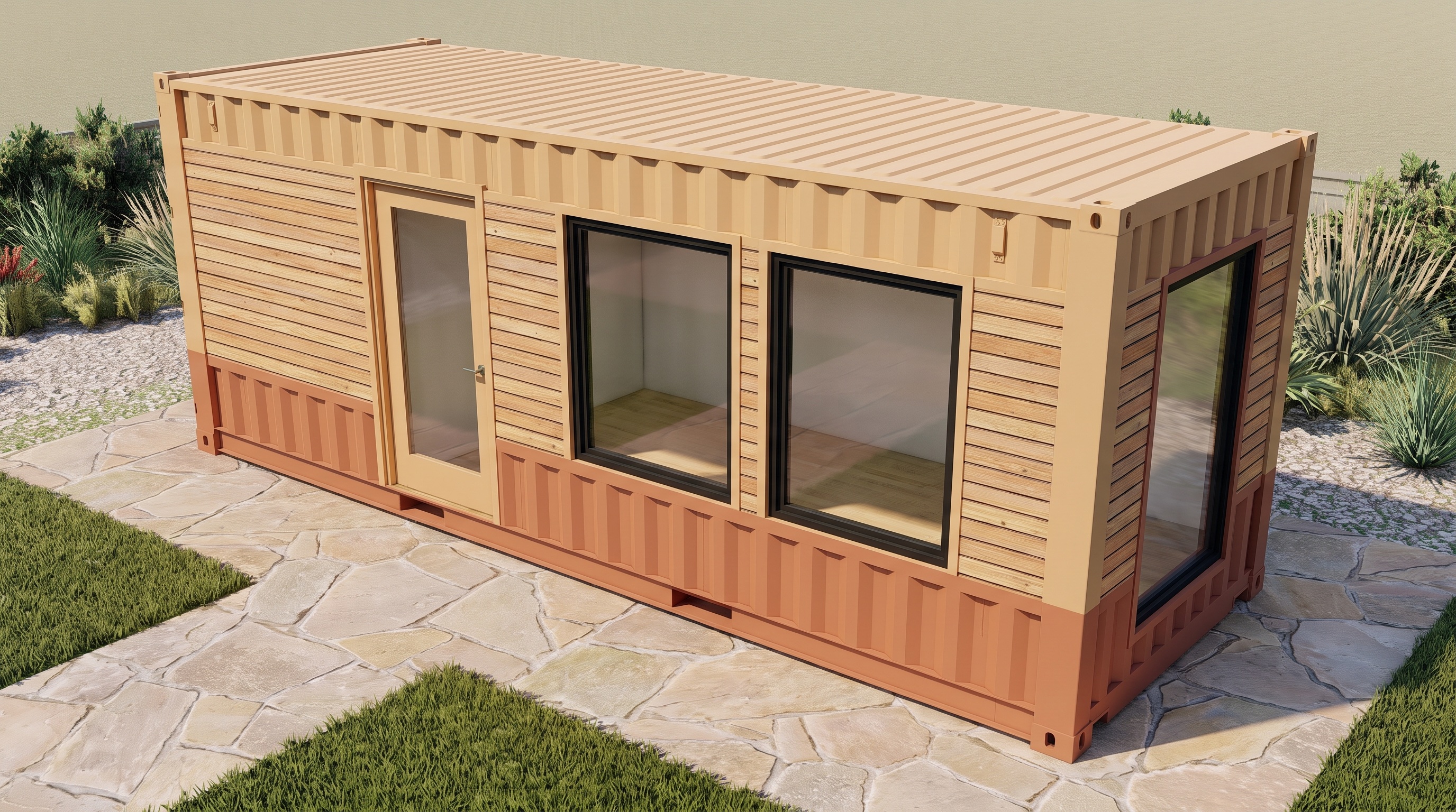 Indicative 3D render of the finished single container room