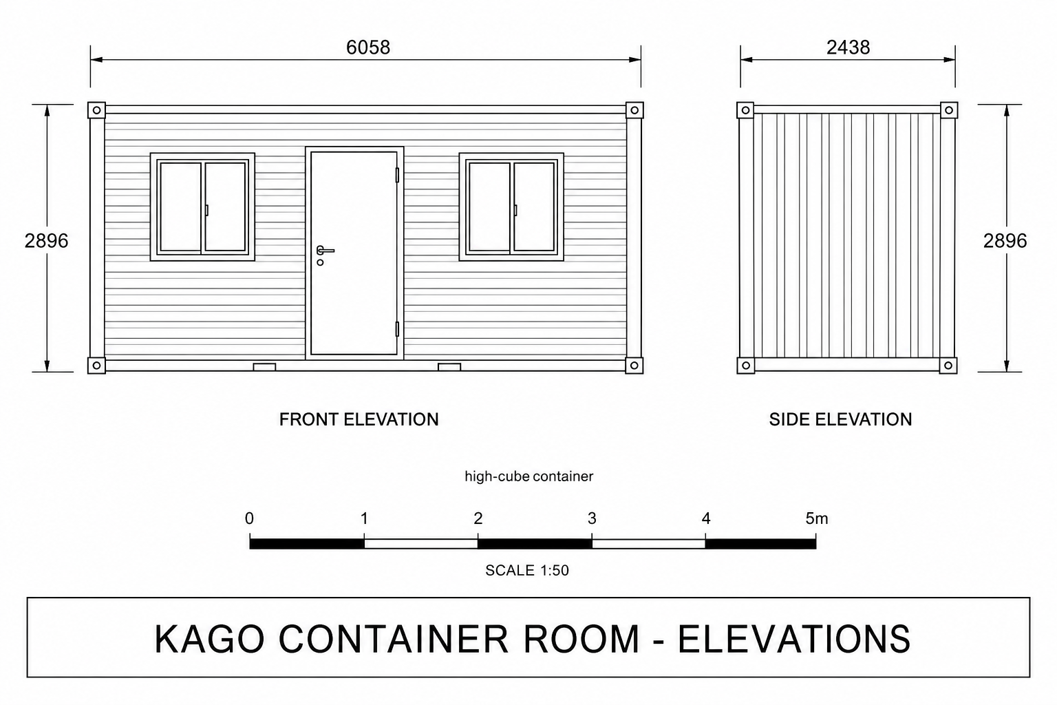 Single Container Room elevations