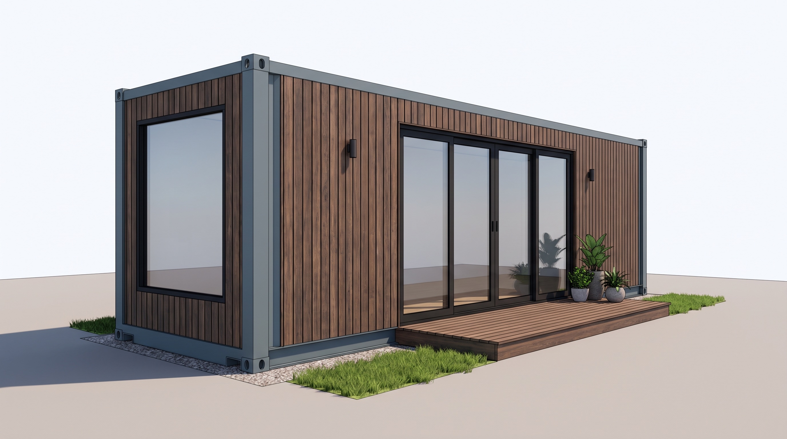Indicative 3D render of the finished container studio