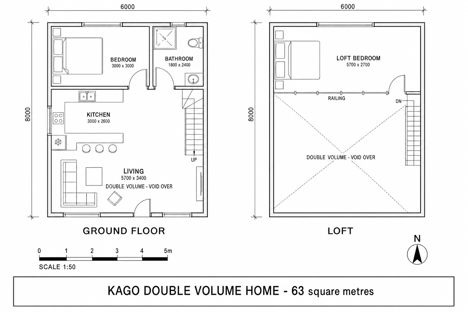 Double Volume Home floor plan with dimensions