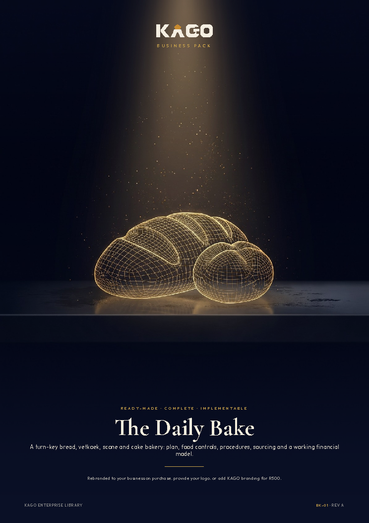 Bakery business plan cover page, The Daily Bake
