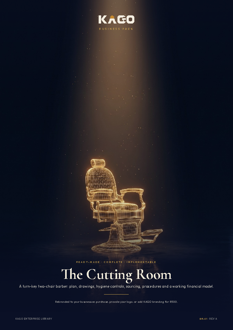 Barber business plan cover page, The Cutting Room