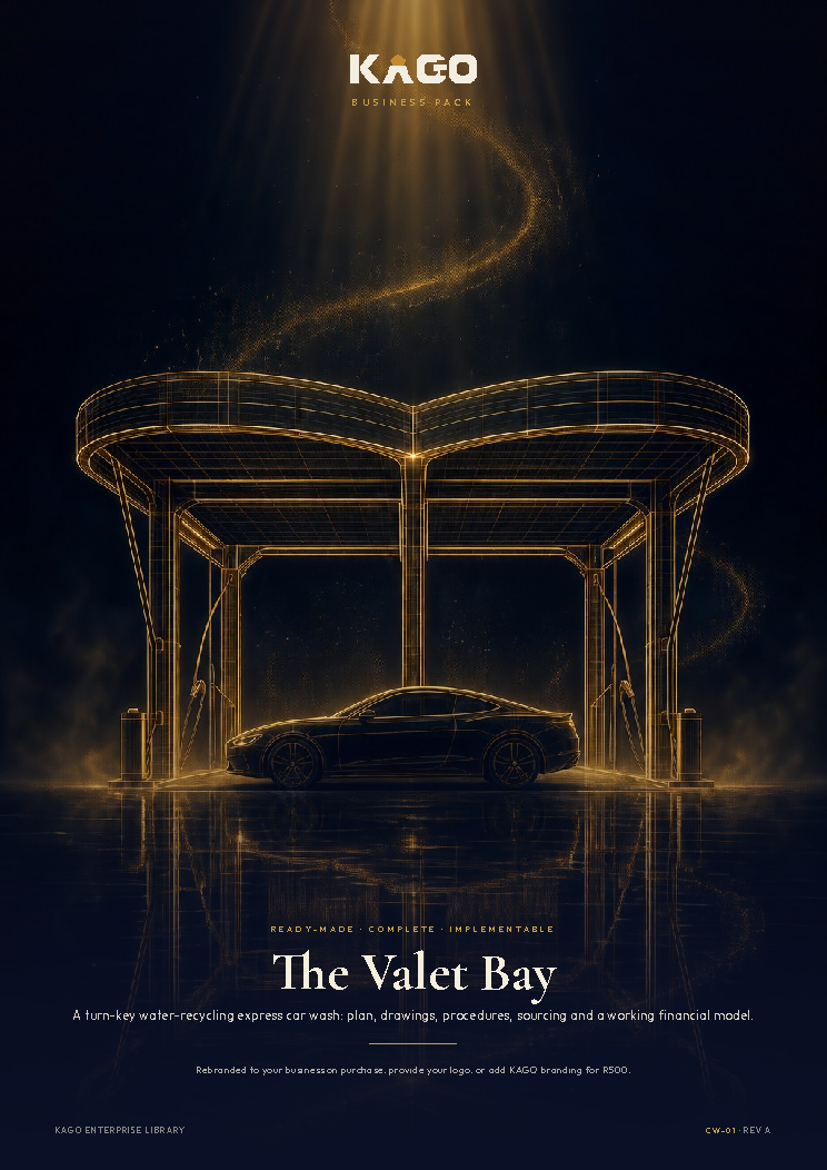 Car Wash business plan cover page, The Valet Bay