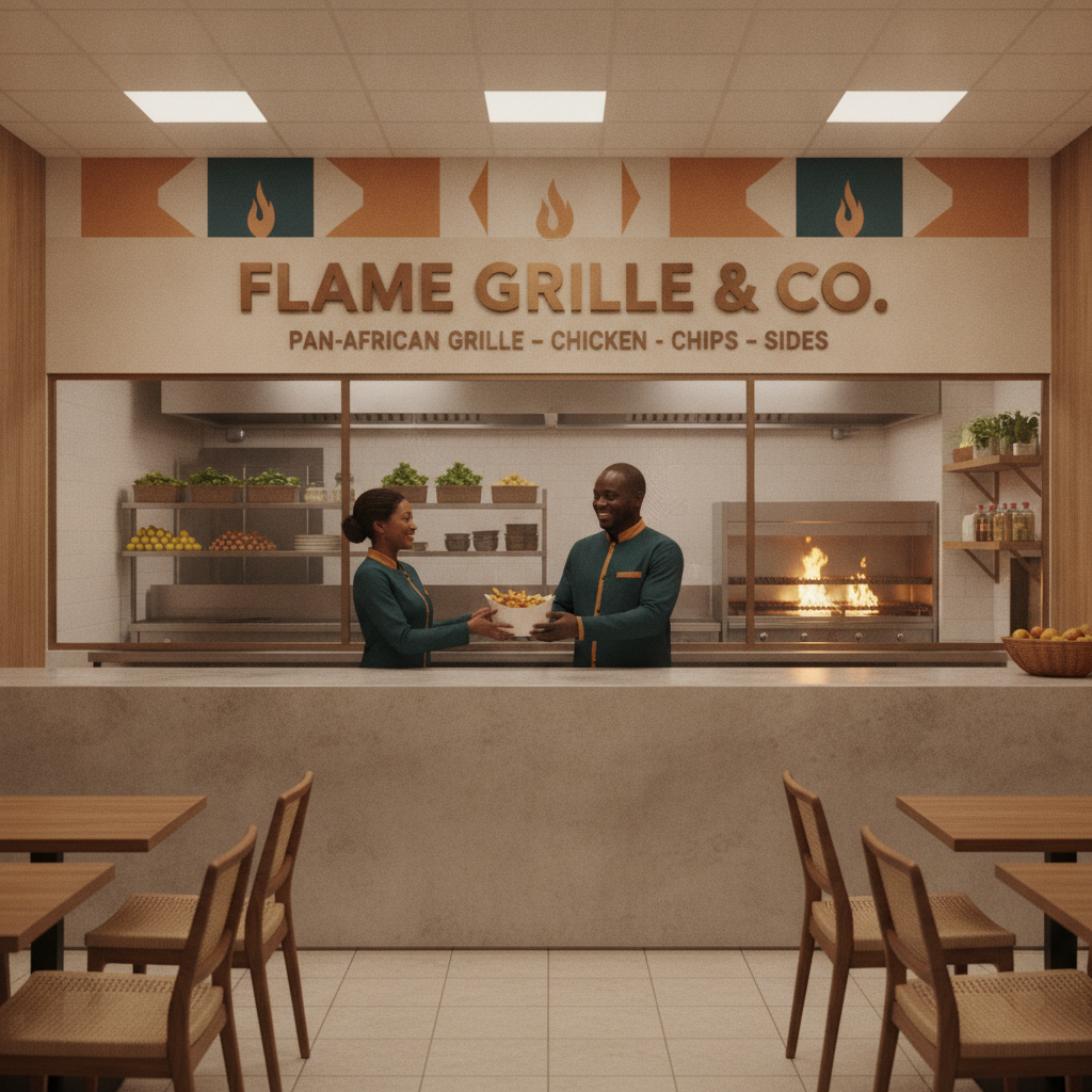 A modern branded township chicken outlet a modern branded chicken outlet at golden hour