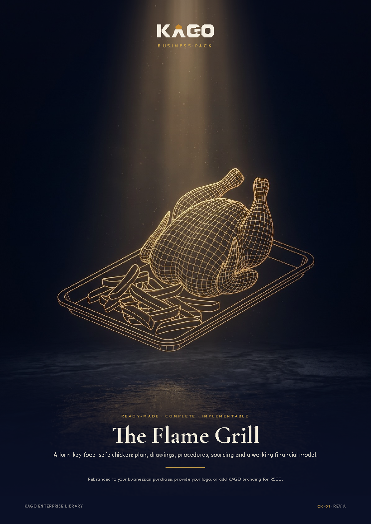 Chicken Outlet business plan cover page, The Flame Grill