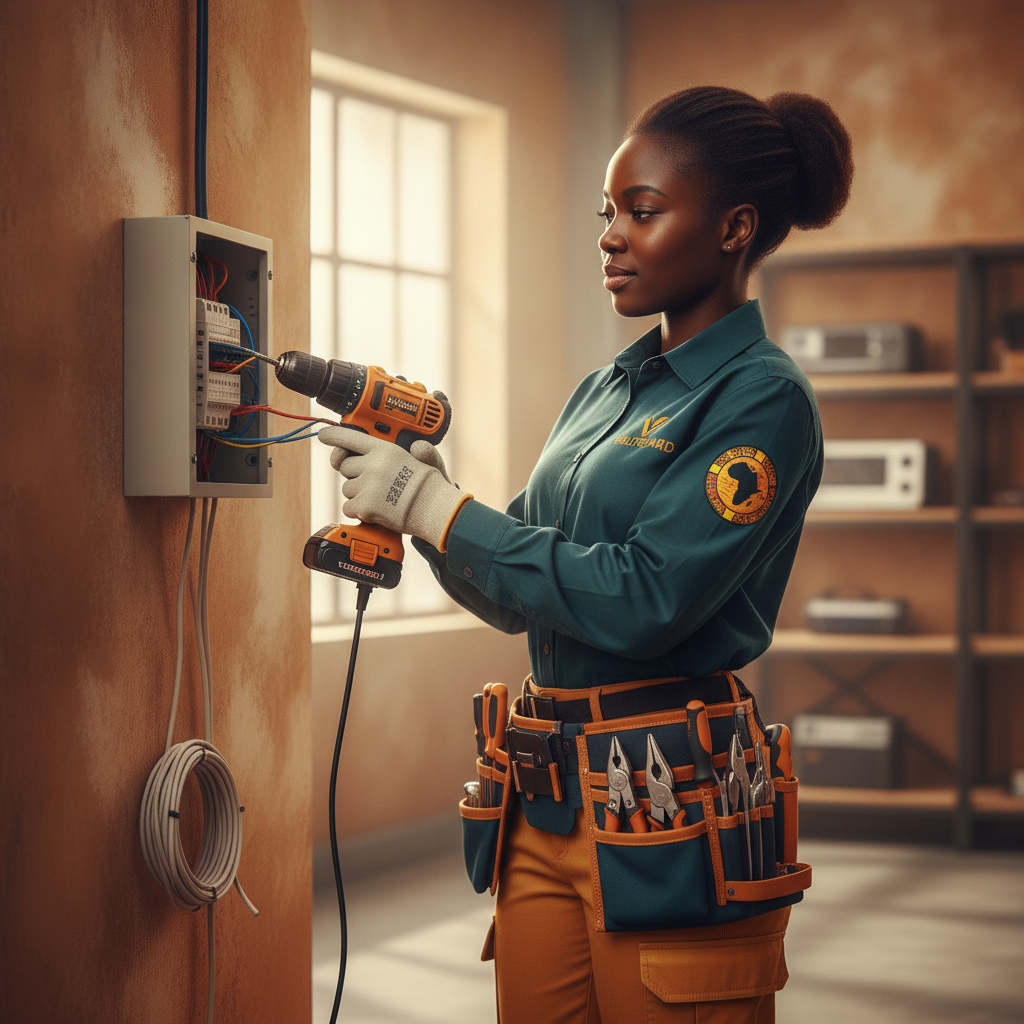 A modern branded township electrical business a modern branded electrical business at golden hour