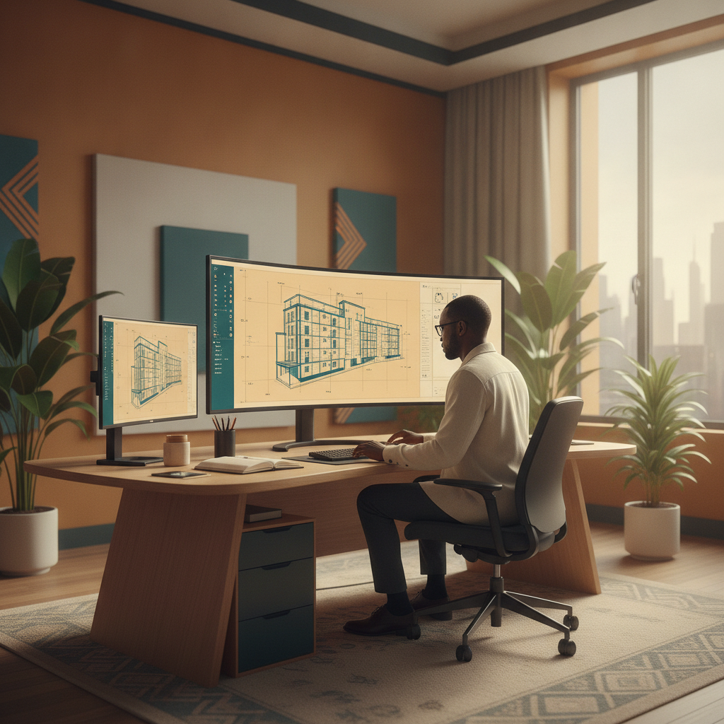 A modern branded township drafting service a modern branded drafting service at golden hour