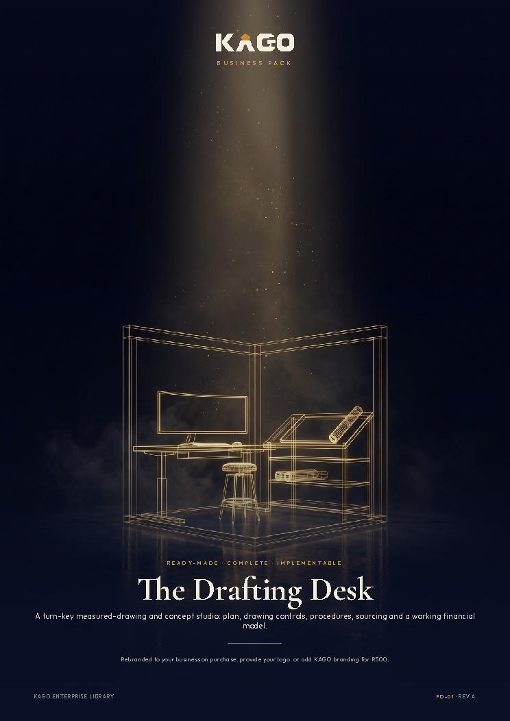Drafting business plan cover page, The Drafting Desk