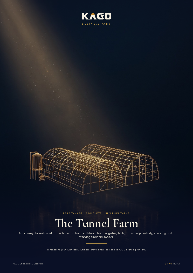 Greenhouse business plan cover page, The Tunnel Farm