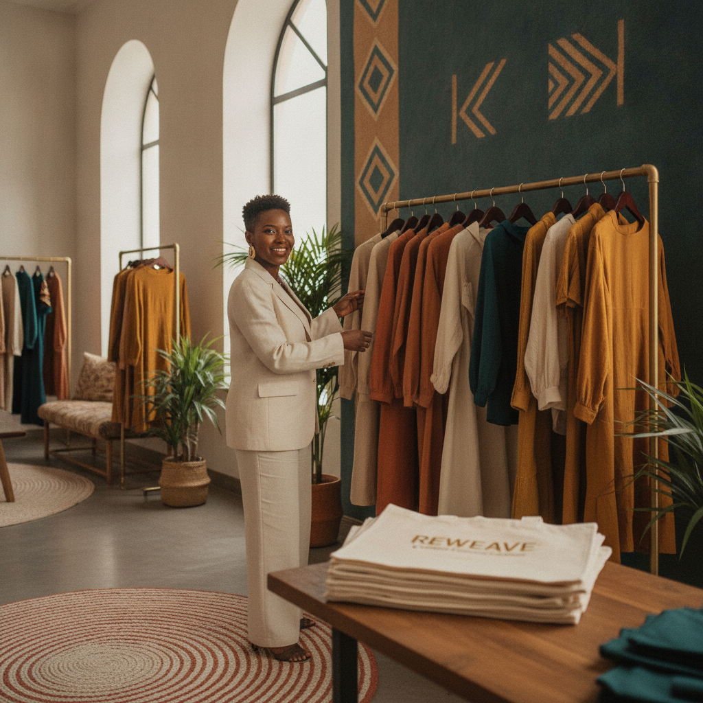 A modern branded township clothing stall a modern branded clothing stall at golden hour
