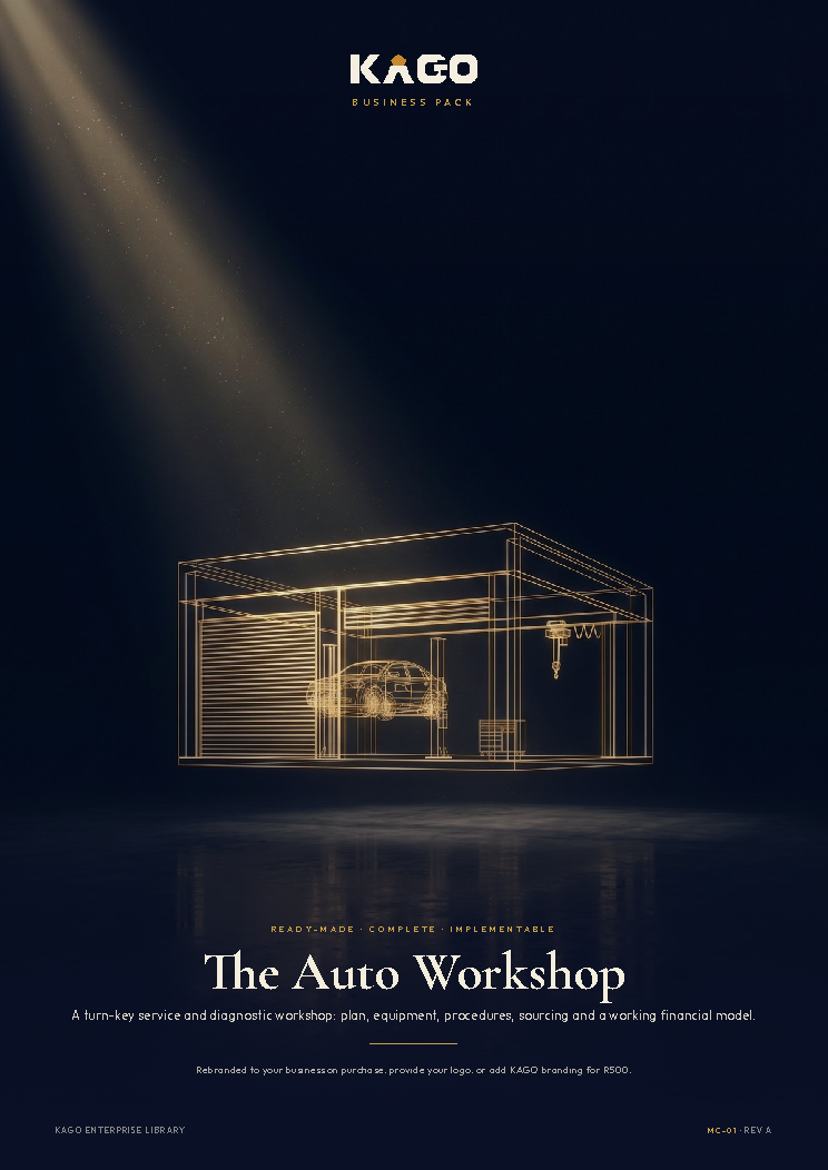 Mechanic business plan cover page, The Auto Workshop