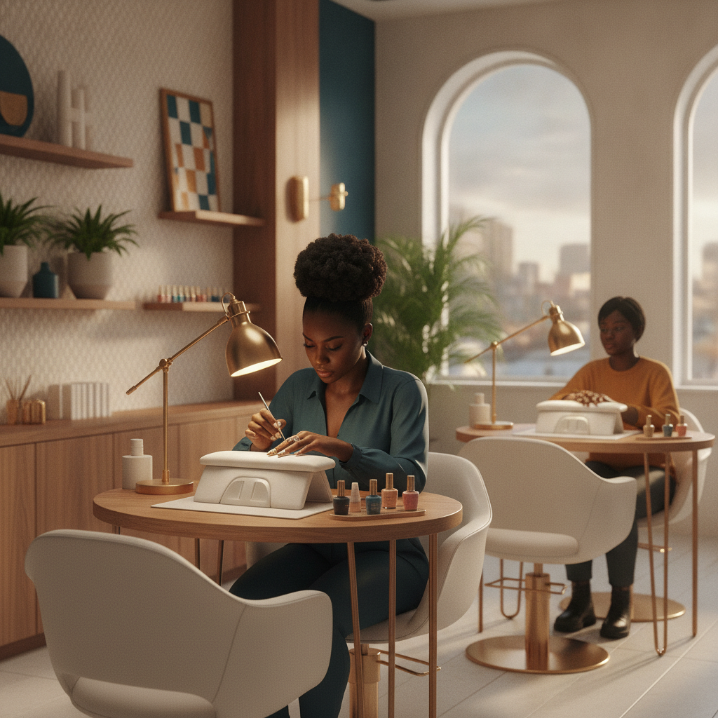 A modern branded township nail bar a modern branded nail bar at golden hour