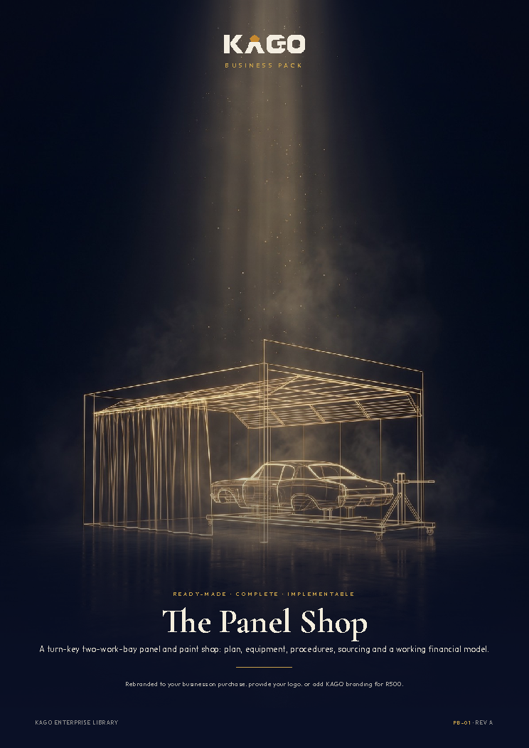 Panel Beating business plan cover page, The Panel Shop