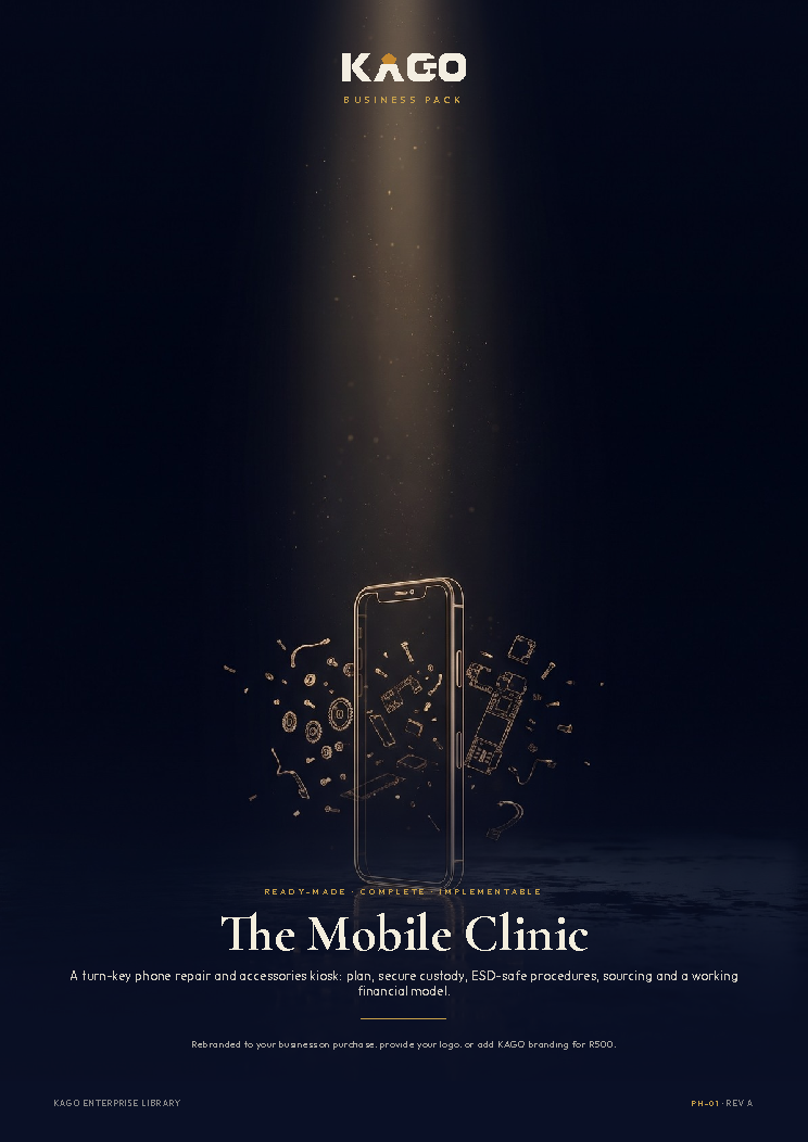 Phone Repair business plan cover page, The Mobile Clinic
