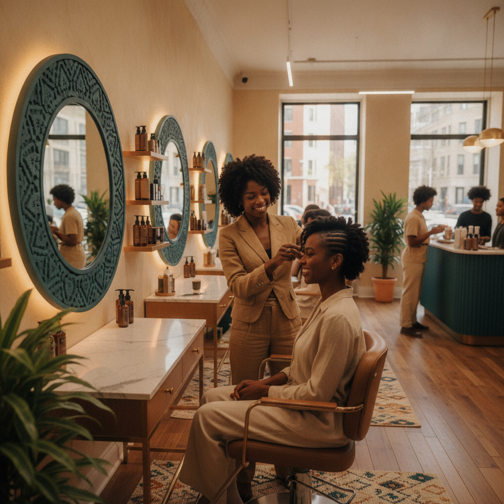 A modern branded township hair salon a modern branded hair salon at golden hour