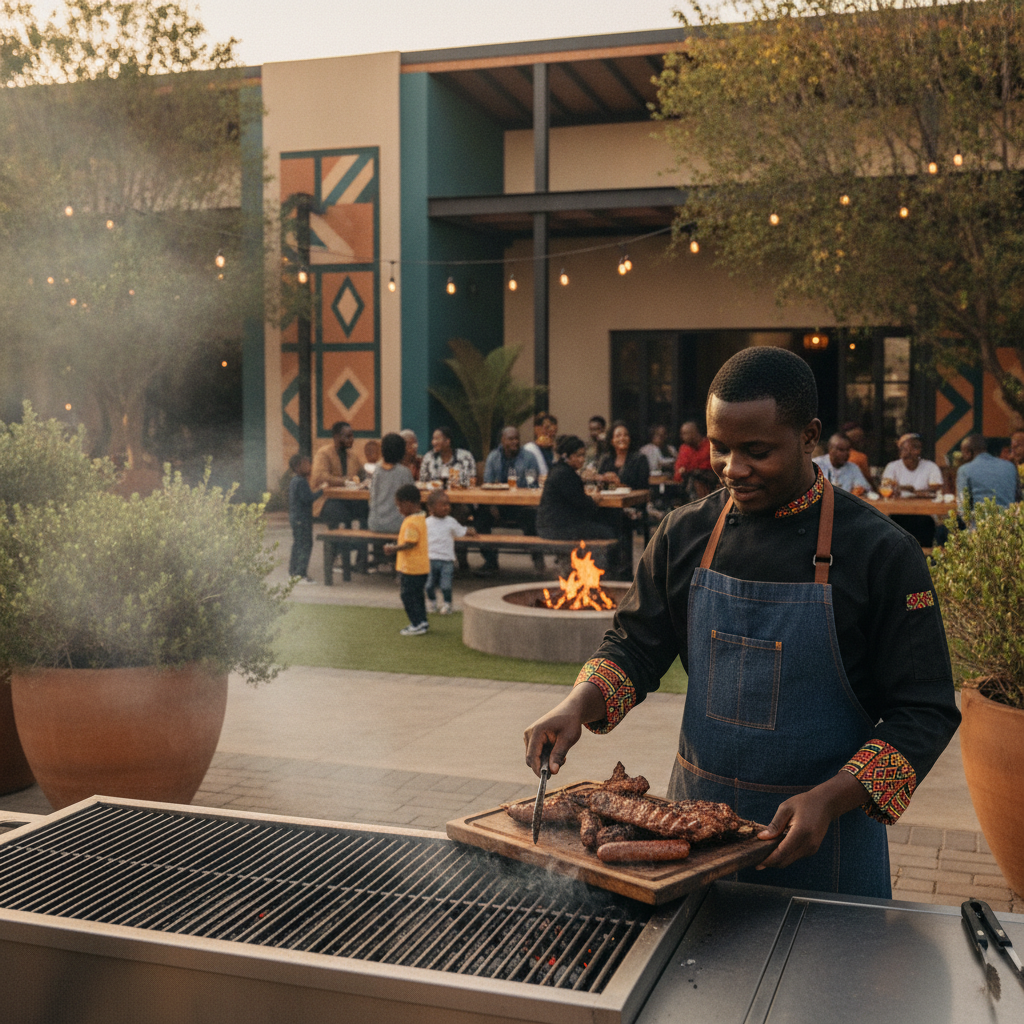 A modern branded township shisanyama a modern branded shisanyama at golden hour