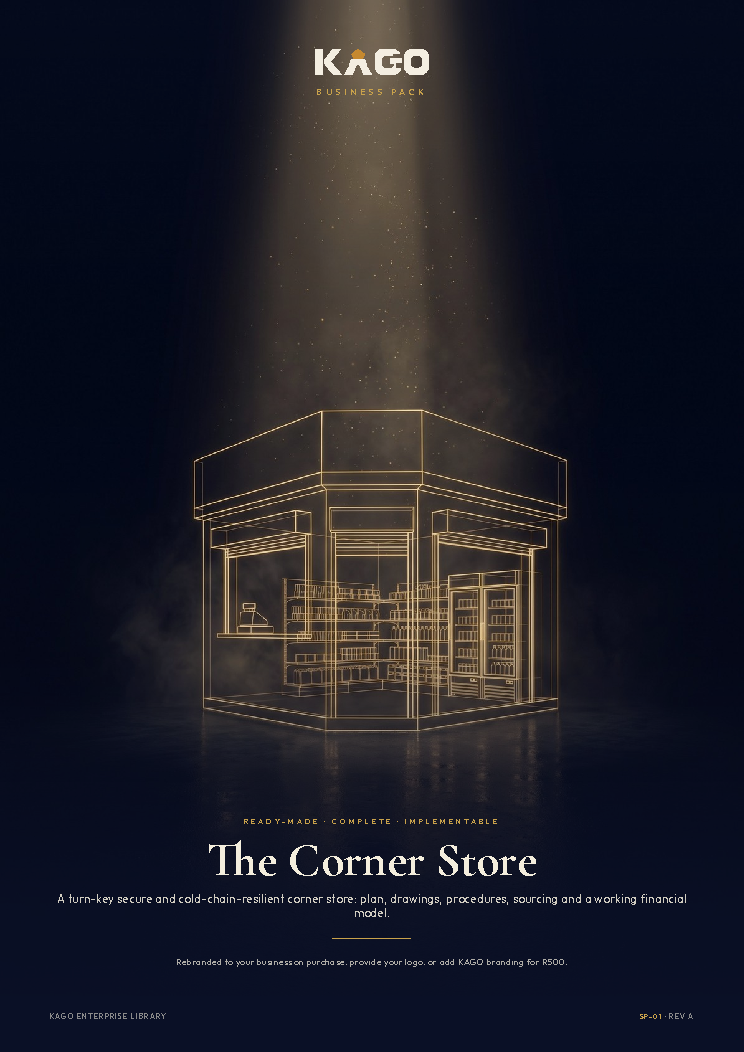 Spaza Shop business plan cover page, The Corner Store