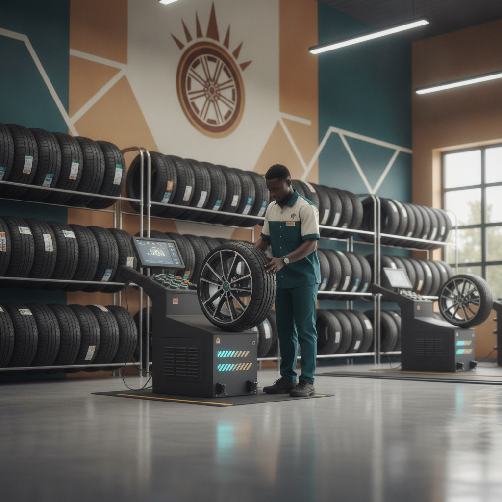 A modern branded township tyre-fitment centre a modern branded tyre-fitment centre at golden hour